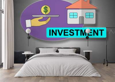 Investment concept levitating above a hand Wall mural