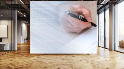 Man signing a contract. panoramic banner Wall mural