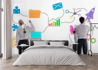 Marketing strategy concept drawn by businessmen Wall mural