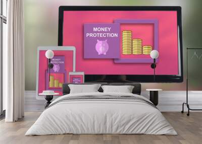 Money protection concept on different devices Wall mural