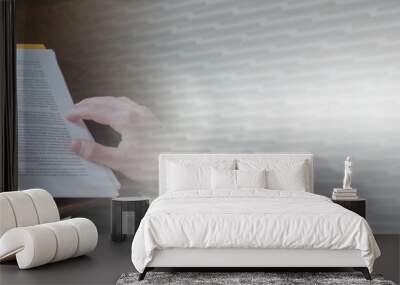 Reading documents; panoramic banner Wall mural