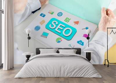 Seo concept on a paper Wall mural