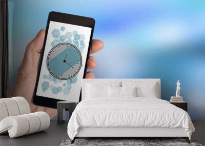 Time management concept on a smartphone Wall mural