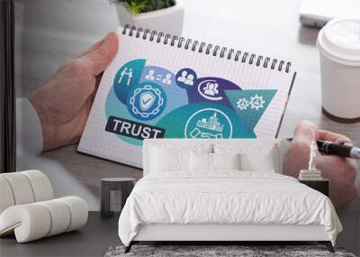 Trust concept on a notepad Wall mural