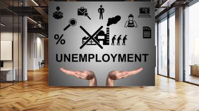 Unemployment concept sustained by open hands Wall mural