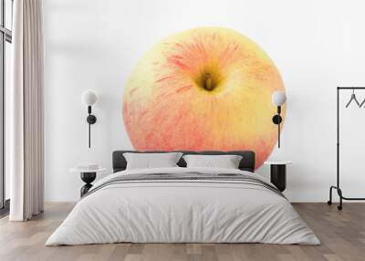 Fresh ripe apple with tiny water drops on white background Wall mural