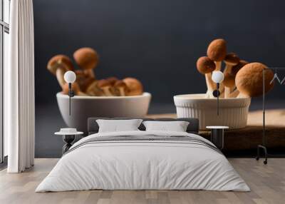 Natural fresh brown mushrooms are a healthy and vegetarian ingredient. Wall mural