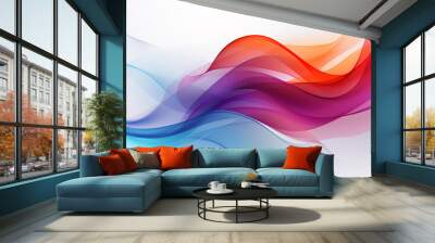 abstract background transparent wave curve shiny on white background. Generative ai. Wall mural