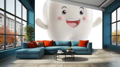 3d white people tooth, kid. Toy tooth isolated on a transparent background Wall mural