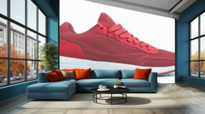 A red athletic shoe designed for comfort and performance. Wall mural