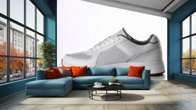 A sleek white athletic shoe designed for comfort and style. Wall mural