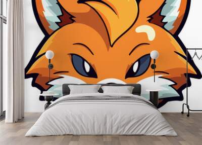 fox cute illustration funny animal character cartoon sticker mascot, vector illusatration eps 10 Wall mural