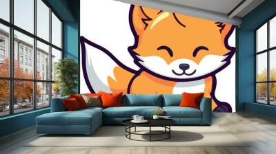 fox cute illustration funny animal character cartoon sticker mascot, vector illusatration eps 10 Wall mural