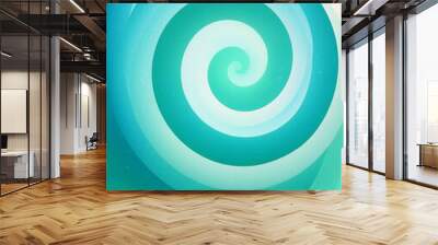 Mesmerizing teal spiral: A hypnotic vortex of swirling shades, creating a calming, peaceful atmosphere.  Dive into tranquility. Wall mural