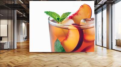 Peach Iced Tea with Mint and Copper Straw Wall mural