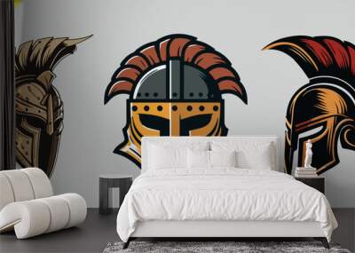 sparta helmet vector logo bundle set illustration vector Wall mural