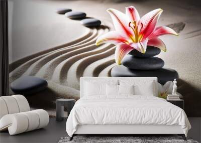 Zen Garden with Lily and Stones Wall mural