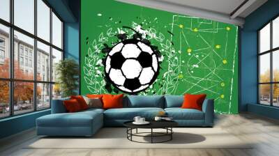 grungy soccer football illustration, vector format, free copy sp Wall mural