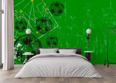 soccer mockup, soccer ball , football  and soccer background, free copy space. grungy vector  Wall mural