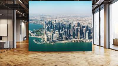 Aerial view of Doha in Qatar Wall mural