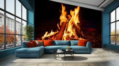 Camp fire at night Wall mural