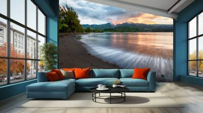 Matavai Bay at Pointe Venus, Tahiti, at sunset Wall mural