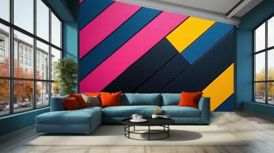 Modern background with subtle diagonal stripes in cyan, magenta, yellow, and black Wall mural