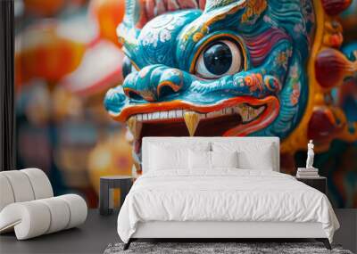 Asiam dragon mask art Wall mural