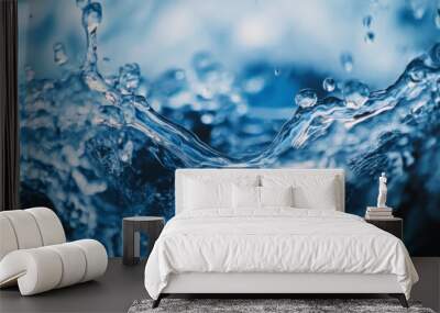 Macro photo of water splashing Wall mural