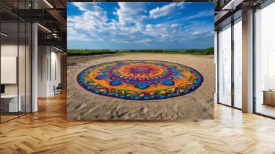 Mandala Sand Art, colorful tibetan sand mandala, colorful mandala, sand art Wall mural