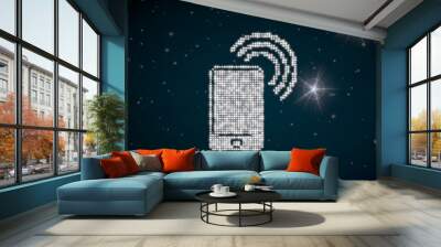 Illustration of a lucky jackpot symbol glittering on night sky Wall mural