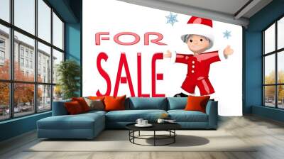 sale sign presented by mini santa claus Wall mural