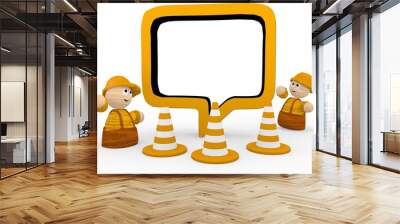 speech balloon symbol  with two cute 3d characters Wall mural