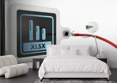 xlsx icon with futuristic 3d character Wall mural