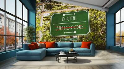 Street Sign to Digital versus Analogous Wall mural