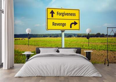 Street Sign to Forgiveness versus Revenge Wall mural