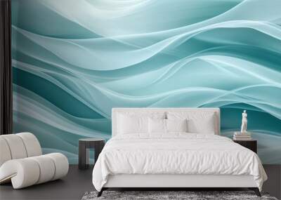 Simple wave pattern in soft blue and green tones Wall mural