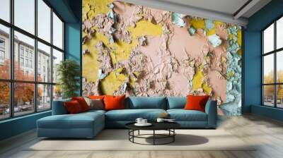 three colour peeling paint texture Wall mural