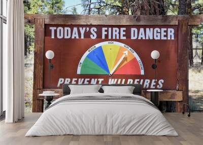 Forest Fire danger waning sign Wall mural