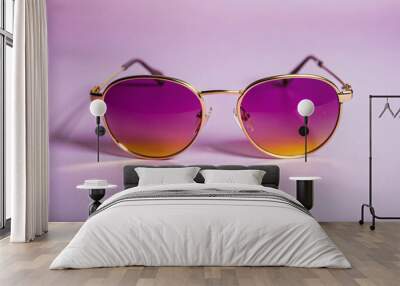 Minimal style composition made of trendy sunglasses closeup isolated Wall mural