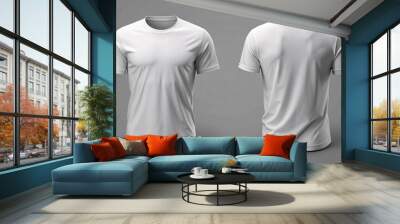 white t-shirt front back view 3d model render mockup isolated Wall mural