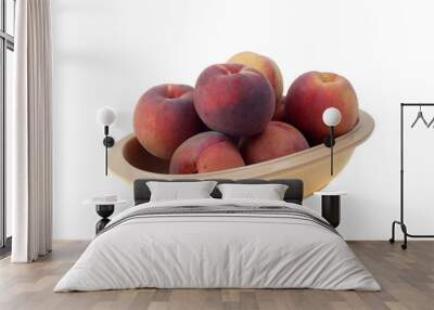 Fresh peaches on white background Wall mural