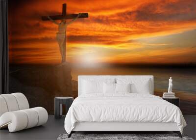 cross crucifixion of the crucifixion on the summit of Jesus Christ Wall mural