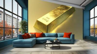 Customers frequently purchase this image of a gold bar to symbolize wealth and investment. Wall mural