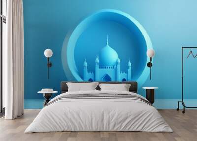 Muslim Holidays.Of the mosque decorated with the moon and golden stars, Wall mural