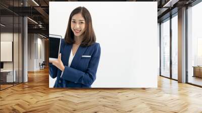 asian female holding tablet Wall mural