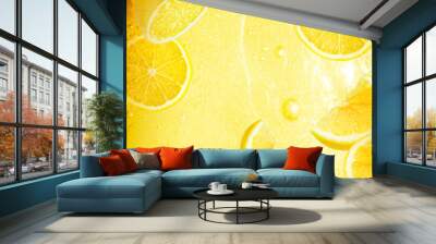 fresh lemon slice in soda water Wall mural