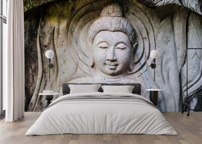 Buddha statue Stone Carving Wall mural