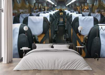 Interior of luxury tour bus with safety belts on each seat Wall mural