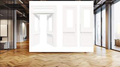 door isolated on white background PNG 3d rendering . light gray door	 Wall mural